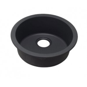 Aqu Black Granite Quartz Stone Kitchen Sink Round Single Bowl